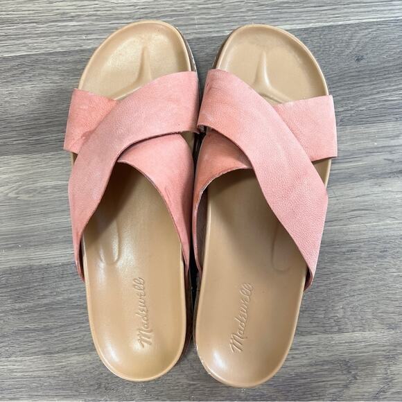 Madewell Leather 2 strap Sandals pink cross platform Size 10 - Picture 2 of 8